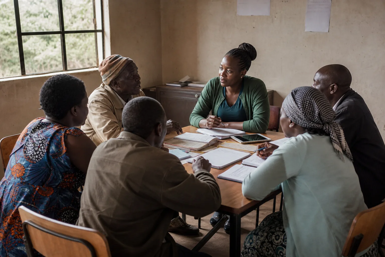 Kenyan cooperative members in a meeting